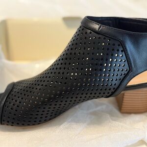 Elegant Black Perforated Ankle Booties